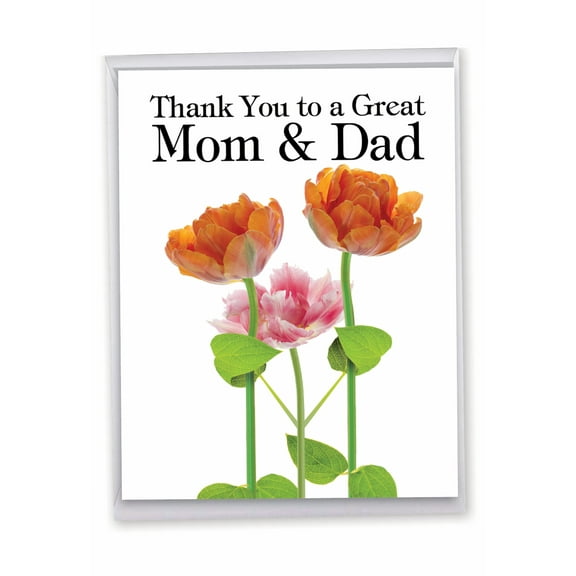1 Large Funny Parent Thank You Greeting Card (8.5 x 11 Inch) - Thank You to a Great Mom and Dad Thank You Card J9105