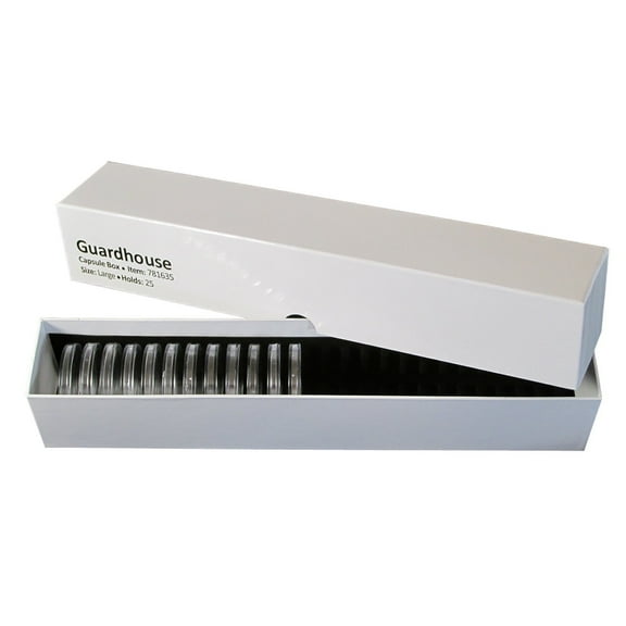 (1) Large Single Row Coin Holder Storage Box for 1oz Gold Eagle, Half Dollar, Small Dollar Coins in Ring Type Capsules