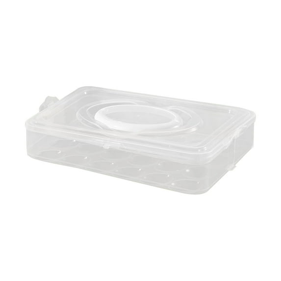 1 Layer Deviled Egg Containers with Lid and Handle for Refrigerator, Stackable Plastic Egg Holder for 24 Eggs, Clear Egg Storage Holder for Fridge, Keep Fresh, Easter,Party Kitchen Supplies