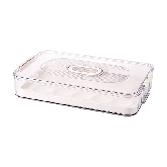 1-Layer Deviled Egg Containers with Lid, Plastic Deviled Egg Platter Tray Carrier with Handle for 20 Eggs, Clear Portable Stackable Egg Holder Storage for Fridge Party Picnic,13*8.5in.
