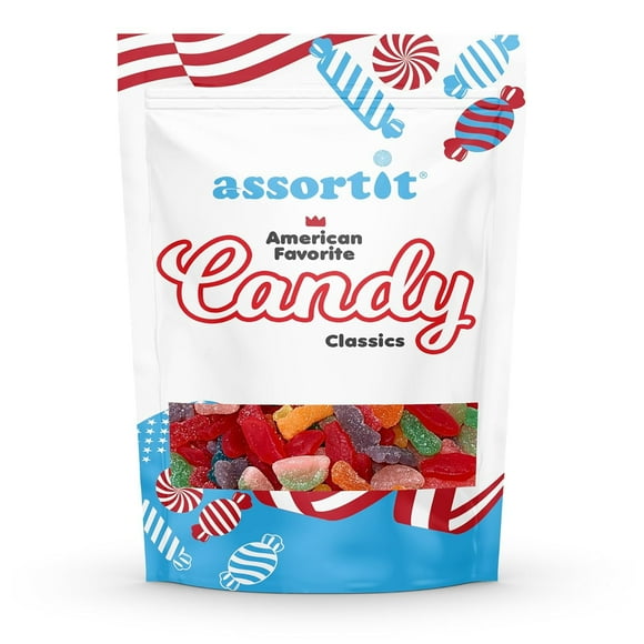 1 Lb Bulk Unwrapped Gummi Candy Assortment - Sour Patch Kids Original, Tropical, Watermelon, And Swedish Fish Minis - Sweet And Sour Soft Candy Party Mix Snack Assortment 16 oz.
