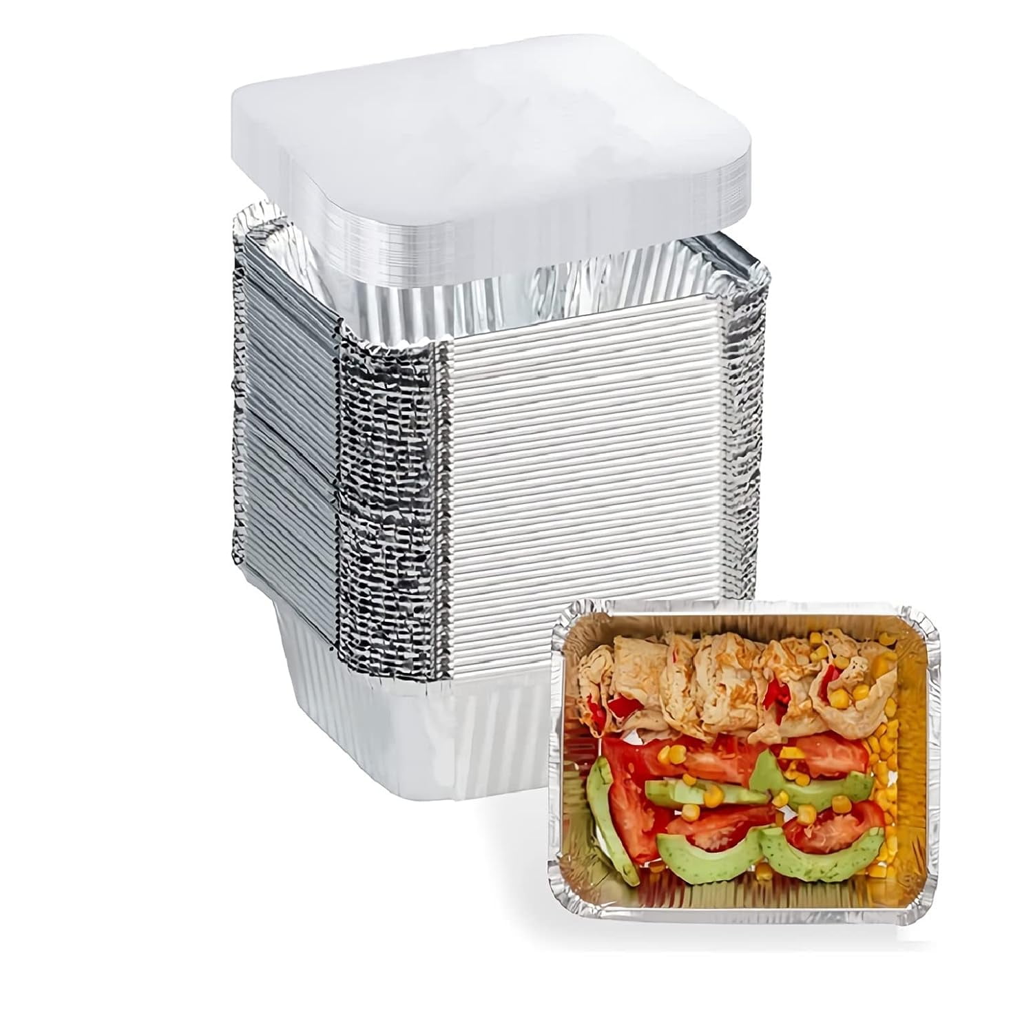 1 Lb Small Aluminum Pans with Lids(40 Pack - 5"×4") Tin Foil Pans ...