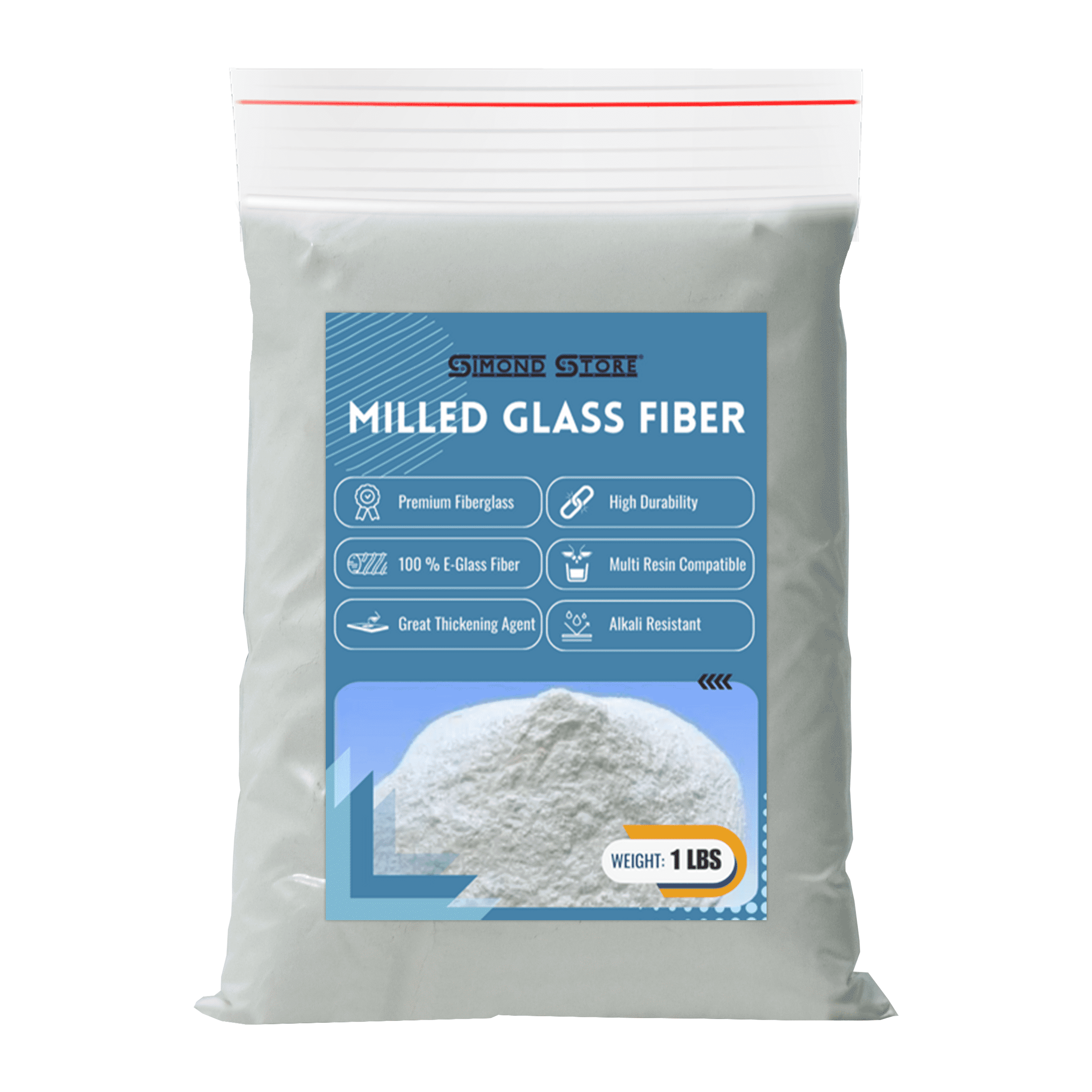 1 LBS Milled Fiberglass - Epoxy Thickener - Fiberglass Resin Filler Material for Epoxy, Vinyl Ester, and Polyester Resin Systems - Add to Fumed Silica Thickener for Repairing Holes, Cracks and Tears