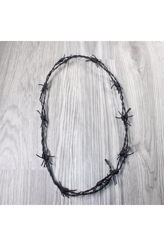 1 Leather Barbed Wire Necklace Antique Black Colored #5163