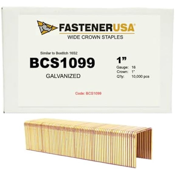 1" Leg x Wide Crown 16GA GALV 16S2 Staples 10,000ct$$Hardware