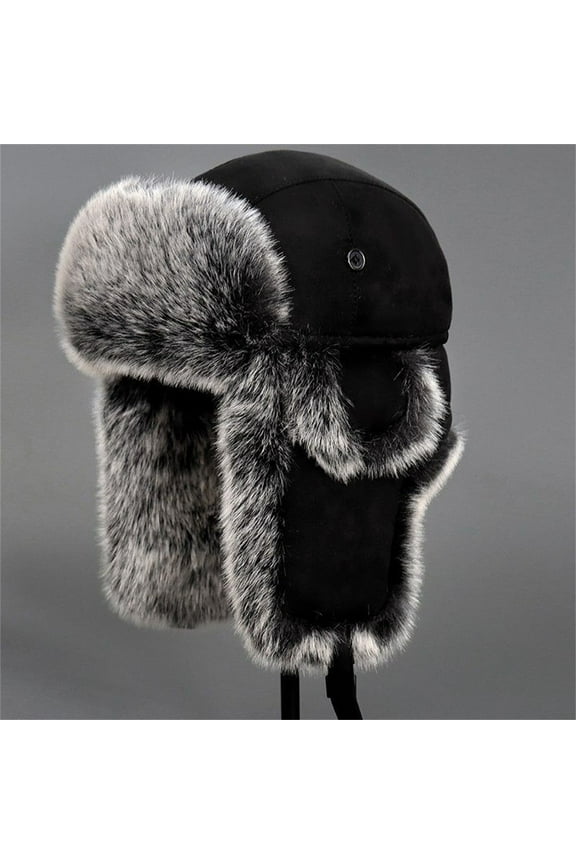 1 Lei Feng Hat Black Trapper Warm Trooper Hat Winter Skiing Cap Women Men Windproof