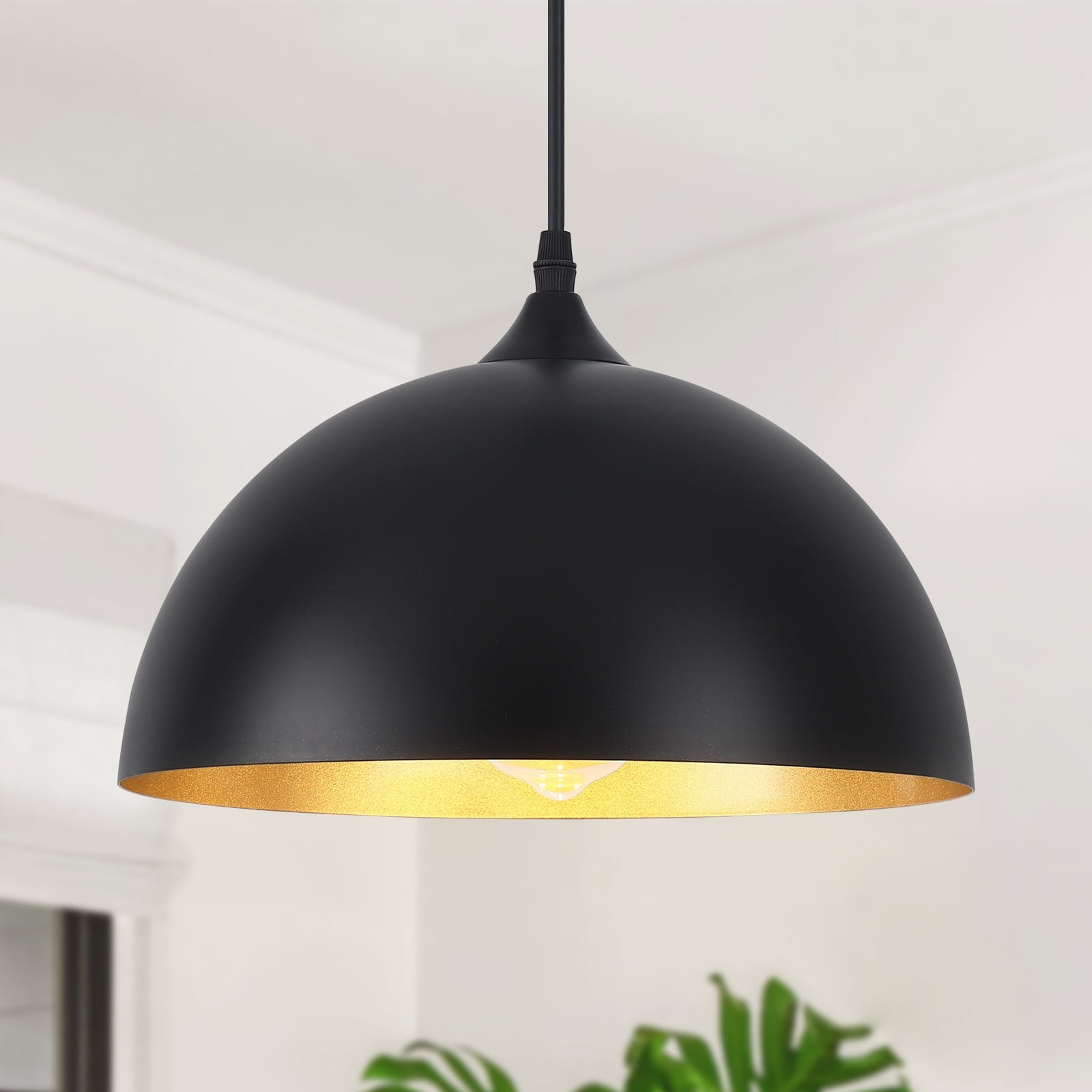 Black Iron Dome Pendant Light for Kitchen Island