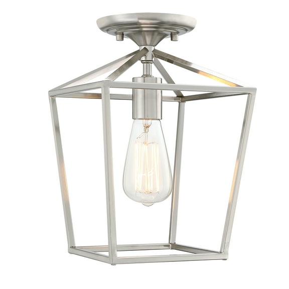 1-Light 12-in Brushed Nickel Semi Flush Mount Light