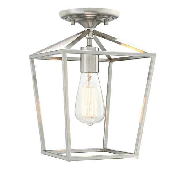 1-Light 12-in Brushed Nickel Semi Flush Mount Light