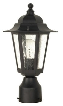 Cornerstone Textured Black 14.25" Outdoor Post Lantern with Clear Seed Glass