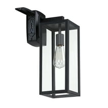 1-Light 17.25-in Matte Black Outdoor Wall Lantern Sconce with GFCI Outlet