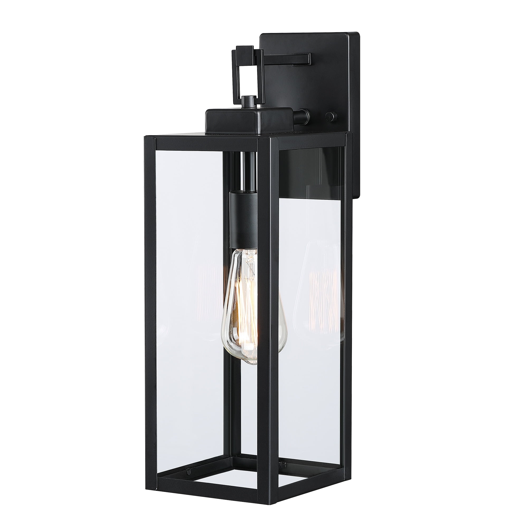 1-Light 18 inch Matte Black Outdoor Wall Lantern with Clear Glass Shade ...