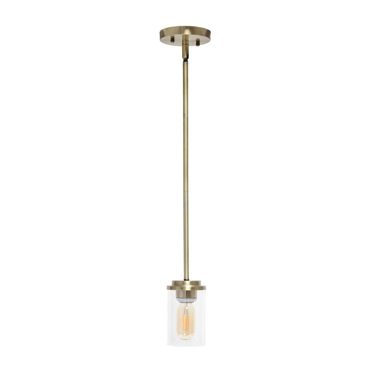 Elegant Farmhouse 53" Antique Brass & Clear Glass Pendant Light