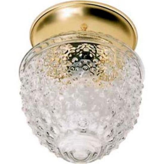 Polished Brass Flush Mount Ceiling Light with Clear Hobnail Glass