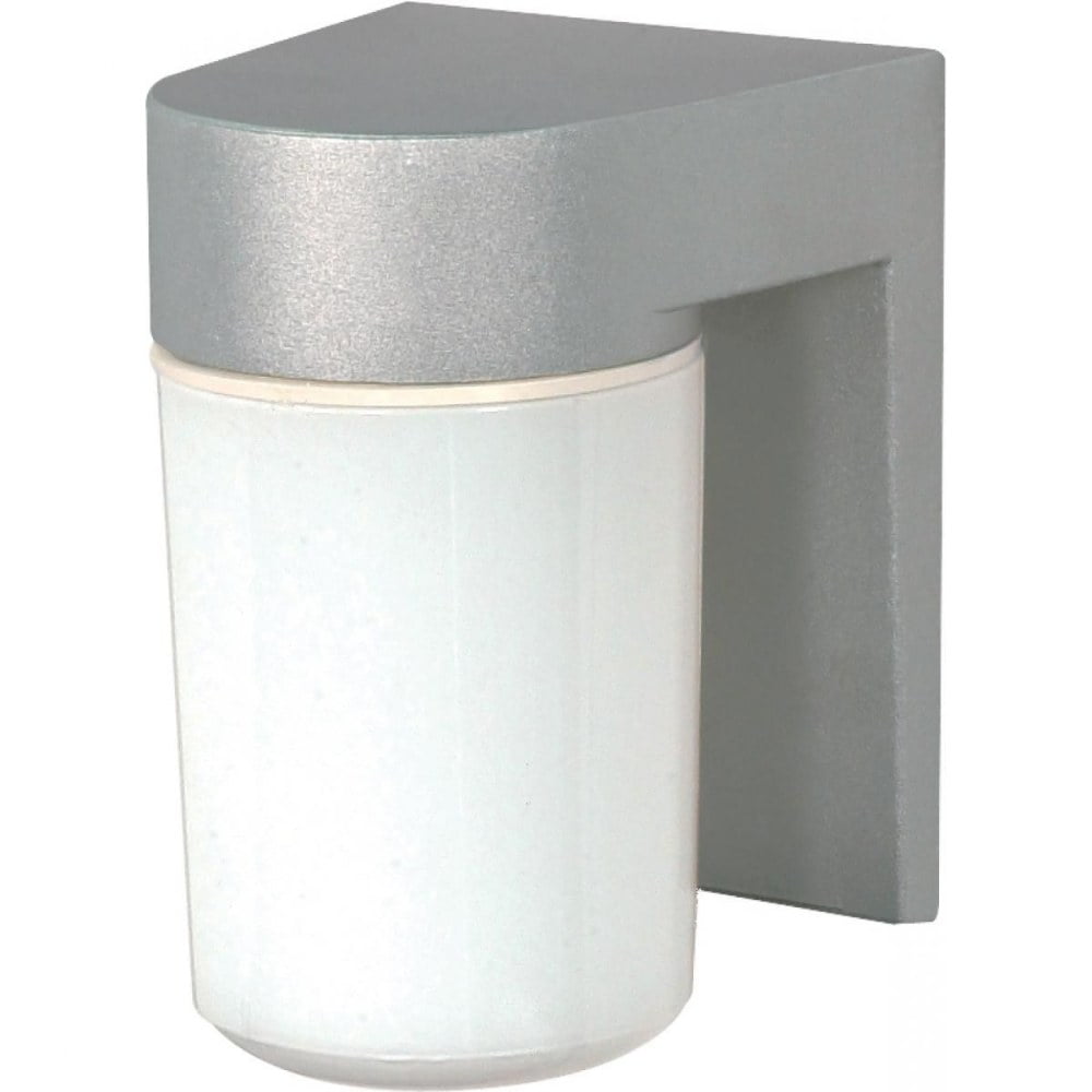 8" Satin Aluminum Outdoor Wall Sconce with White Glass