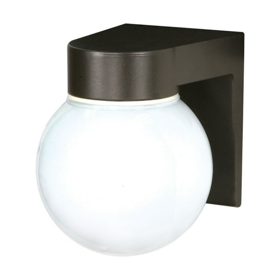 1 Light - 8" - Utility, Wall Mount - With White Glass Globe