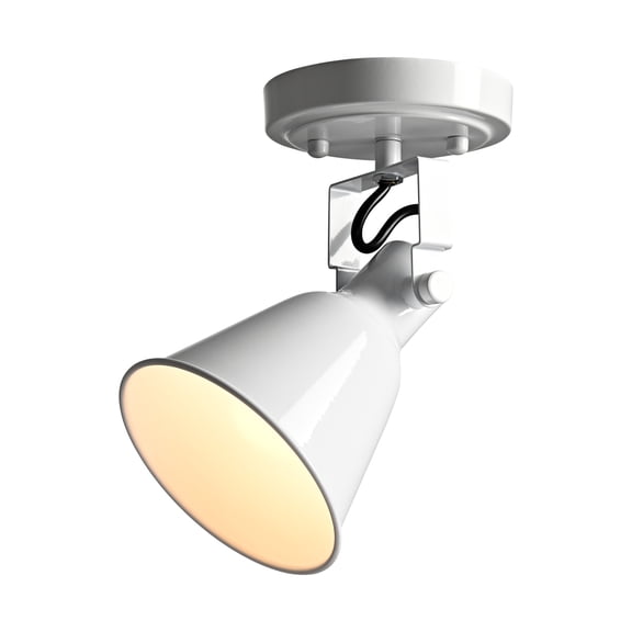 1-Light Adjustable White Spotlight, Semi Flush Mount Ceiling Light Fixture Track Light for Bedroom, Kitchen, Hallway & Wall Art Display