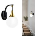thumbnail image 1 of 1-Light Bathroom Wall Sconce Light,Black and Gold Vanity Lighting with White Milk  Glass Shade, Vintage Wall Light Fixture Wall Lamp Wall Mount Light for Bedroom Hallway, 1 of 18