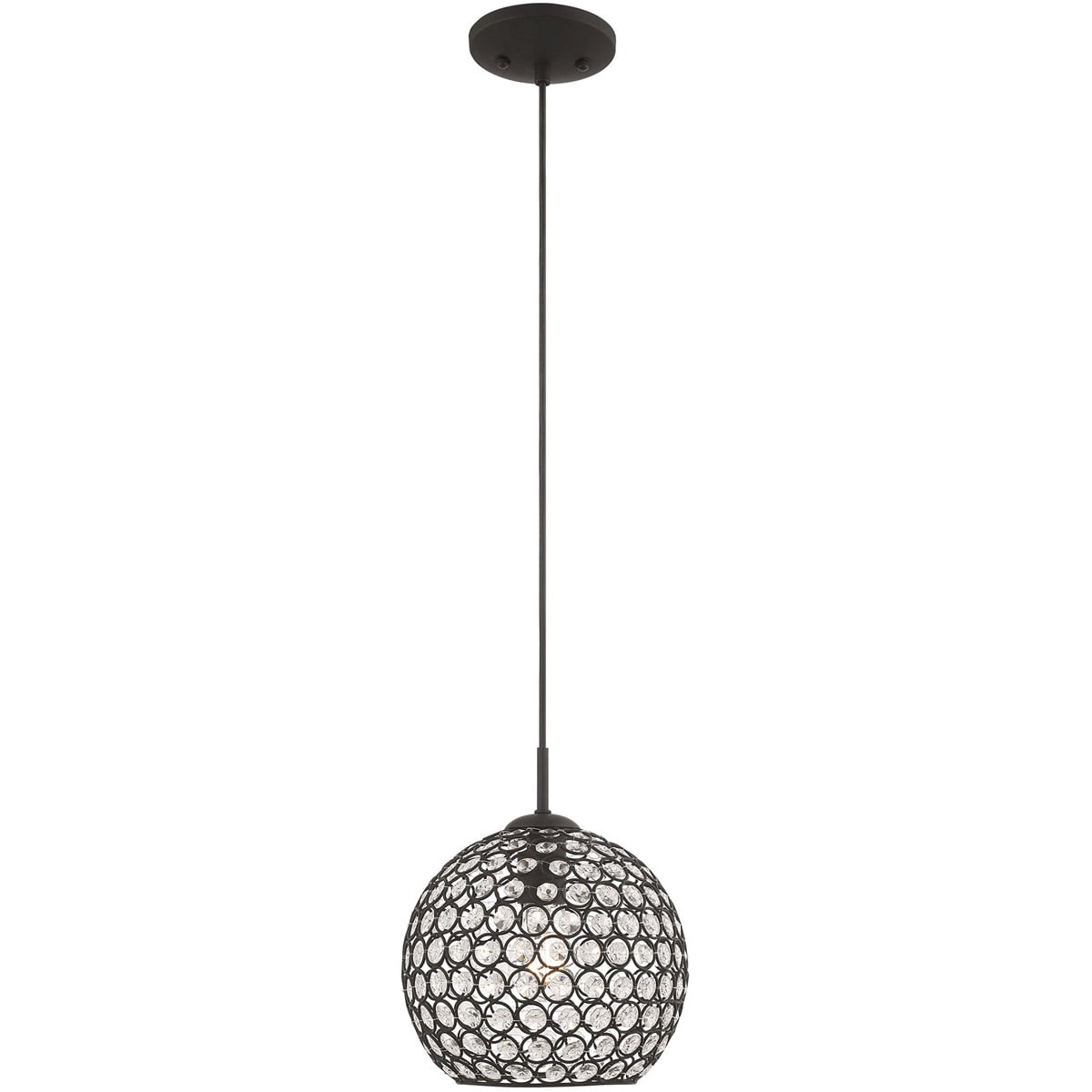 Cassandra Black Mini Globe Pendant with Crystal Accents