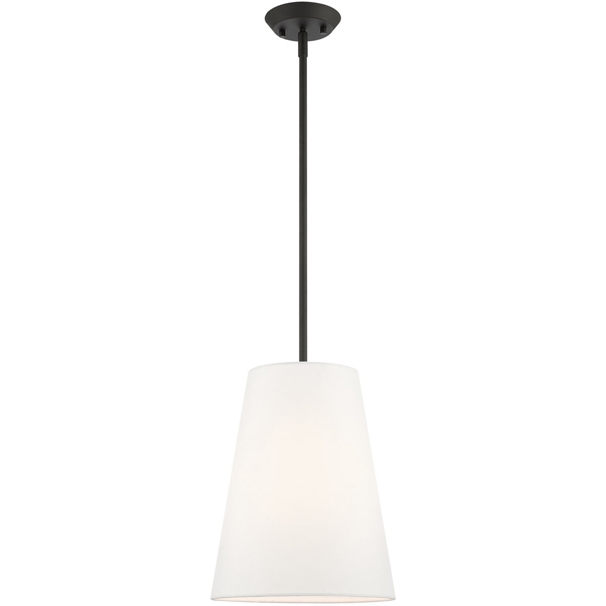 1 Light Black Shaded Chandelier with Hand Crafted Off White Fabric Hardback Shade