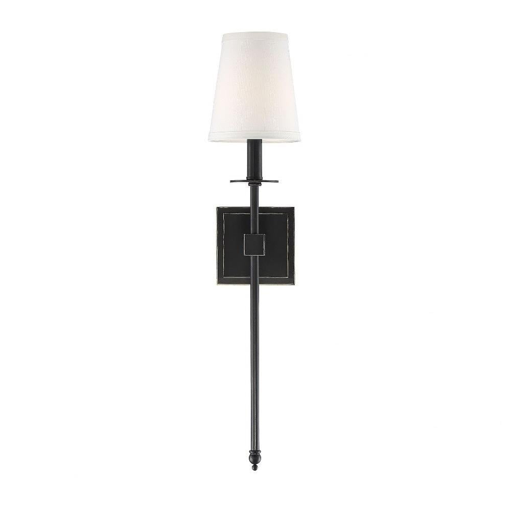 1 Light Bohemian Metal Crystal Accent Wall Sconce with White Fabric ...