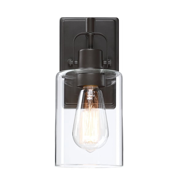 1-Light Bronze Bathroom Lighting over Mirrors Modern Vanity Light Fixtures with Clear Glass Shade
