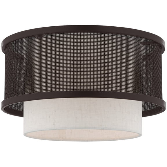 1 Light Bronze Ceiling Light fixture with Bronze Stainless Steel Mesh Shade