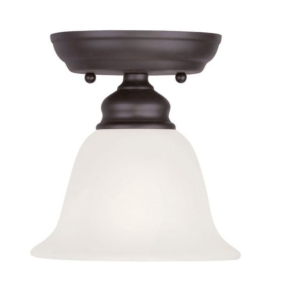 1 Light Bronze Ceiling Light fixture with White Alabaster Glass Shade