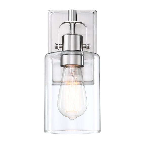 Faymart Lighting 1-Light Brushed Nickel Vanity Light with Clear Glass Shade