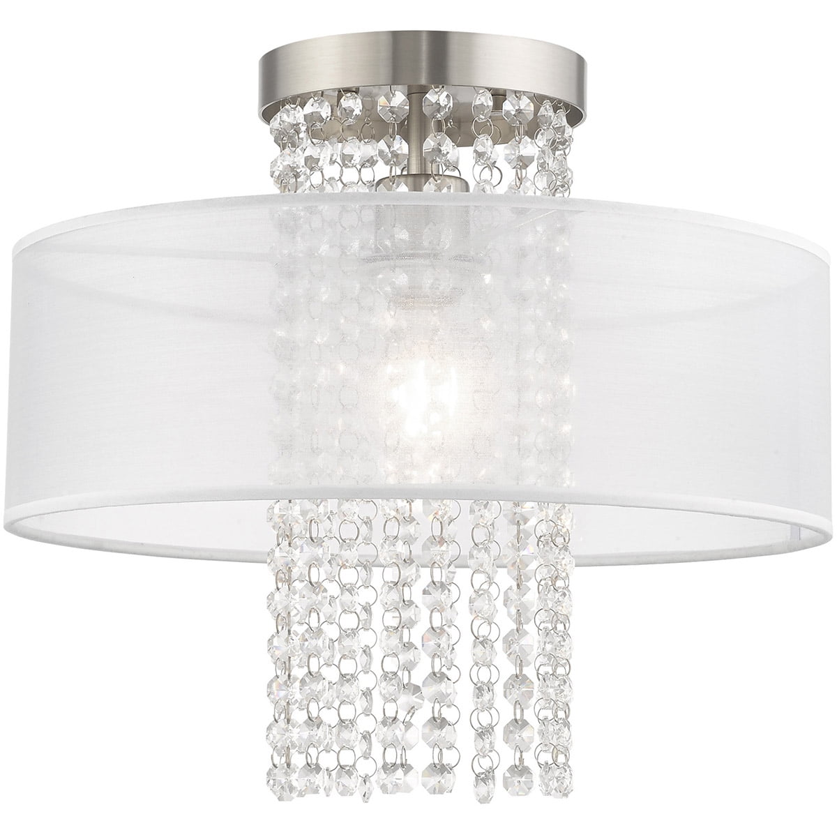 1 Light Brushed Nickel Ceiling Light fixture with Steel base material