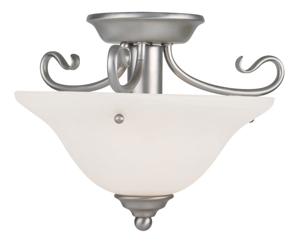 Coronado Brushed Nickel 1-Light Ceiling Mount with Alabaster Glass