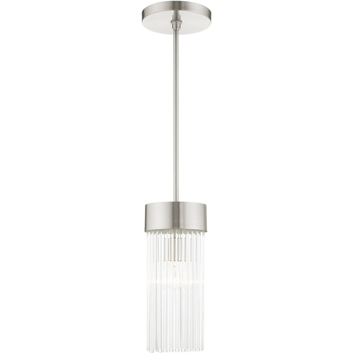 Brushed Nickel Crystal Drum Pendant Light