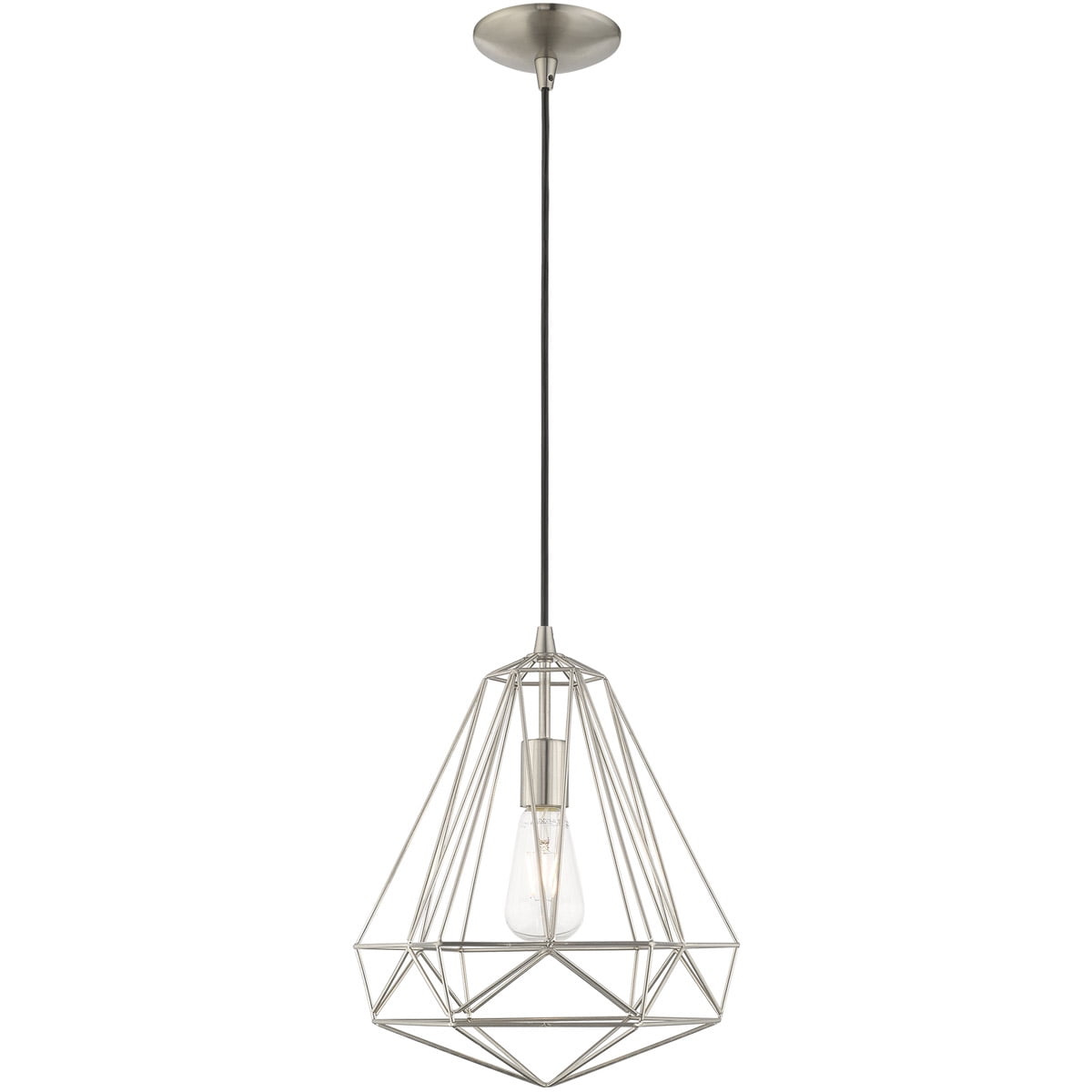 Contemporary Brushed Nickel Mini Pendant with Geometric Shade