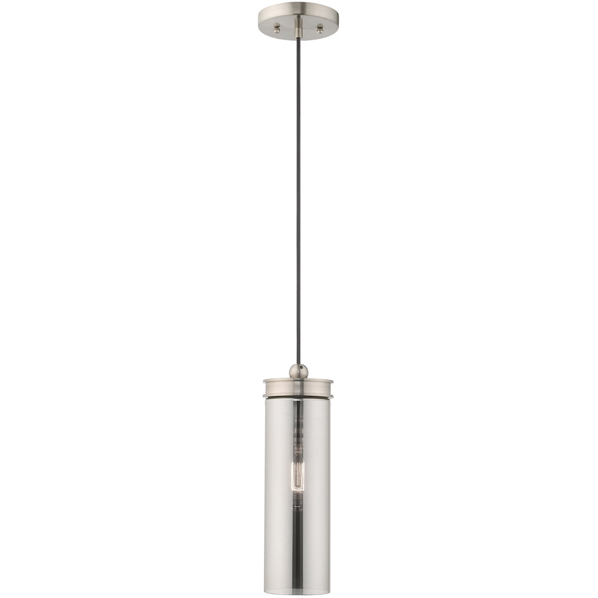Sleek Smoke Glass Mini Pendant with Brushed Nickel Finish
