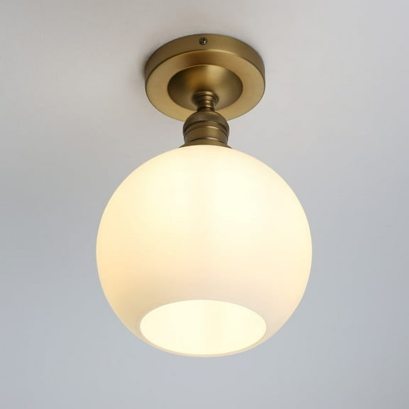 1-Light Ceiling Light, Industrial Globe Cream Glass Shade Close to Ceiling Light for Kitchen Island