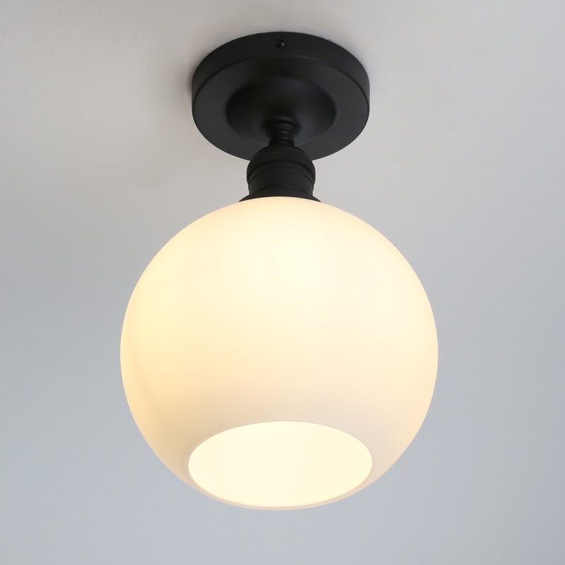1-Light Ceiling Light, Industrial Globe Cream Glass Shade Close to Ceiling Light for Kitchen Island