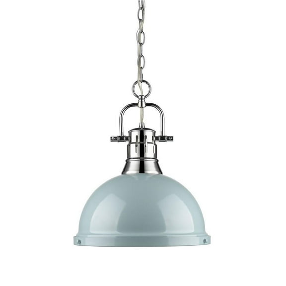 1 Light Chain Pendant in Classic Style 16.88 inches High By 14 inches Wide-Chrome Finish-Sea Foam Shade Color Bailey Street Home 170-Bel-4159574