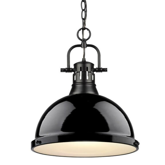 1 Light Chain Pendant in Classic Style 16.88 inches High By 14 inches Wide-Matte Black Finish-Black Shade Color Bailey Street Home 170-Bel-4161516