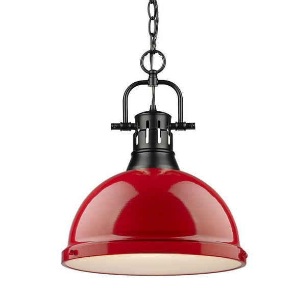 1 Light Chain Pendant in Classic Style 16.88 inches High By 14 inches Wide-Matte Black Finish-Red Shade Color Bailey Street Home 170-Bel-4161521