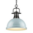 thumbnail image 1 of 1 Light Chain Pendant in Classic Style 16.88 inches High By 14 inches Wide-Matte Black Finish-Sea Foam Shade Color Bailey Street Home 170-Bel-4161522, 1 of 7