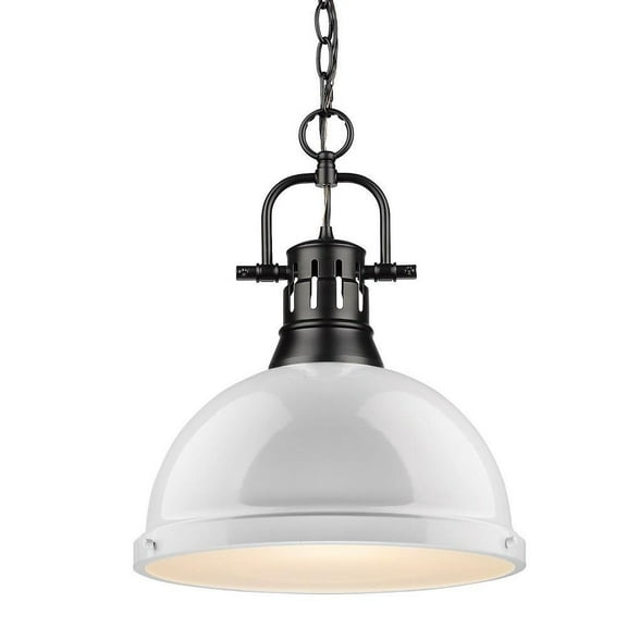 1 Light Chain Pendant in Classic Style 16.88 inches High By 14 inches Wide-Matte Black Finish-White Shade Color Bailey Street Home 170-Bel-4161523