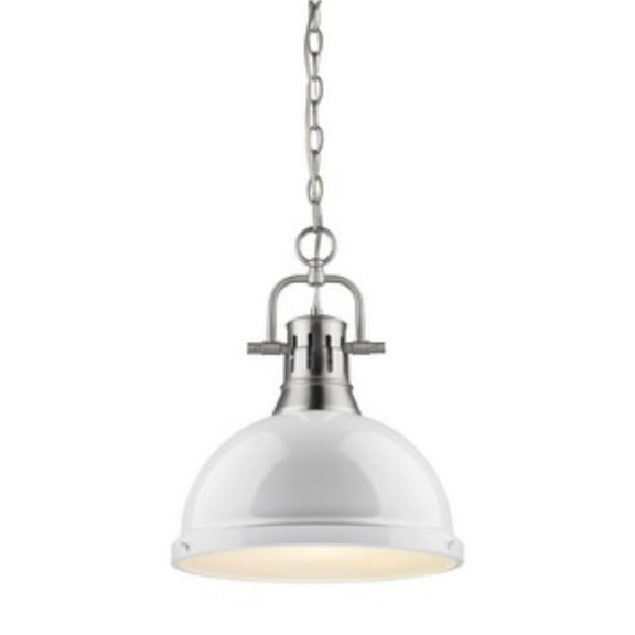 1 Light Chain Pendant in Classic Style 16.88 inches High By 14 inches Wide-Pewter Finish-White Shade Color Bailey Street Home 170-Bel-4159581