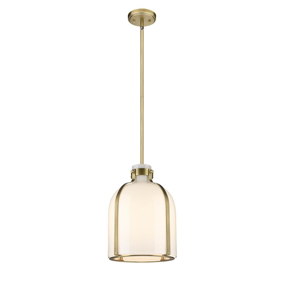 Rubbed Brass and Glass 13.5" Indoor/Outdoor LED Pendant Light