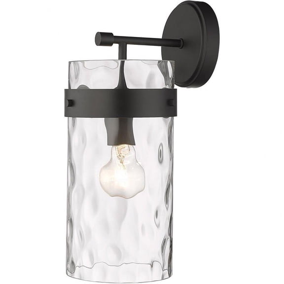 1 Light Coastal Steel Wall Sconce with Cylinder Clear Glass-15.5 inches H By 6.5 inches W-Matte Black Finish Bailey Street Home 372-Bel-4619993