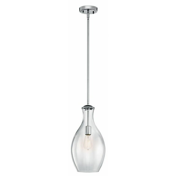 1 Light Contemporary Large Bell Shade Pendant Light Fixture with Clear Glass-Chrome Finish Bailey Street Home 147-Bel-1005563