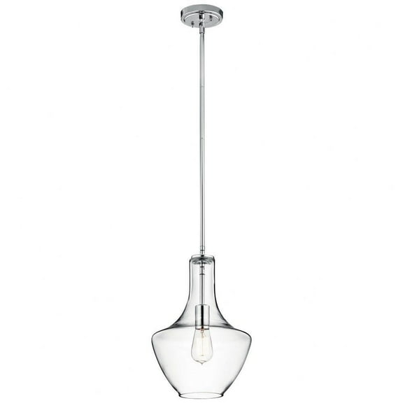 1 Light Contemporary Large Bell Shade Pendant Light Fixture with Clear Glass-Chrome Finish-Clear Glass Color Bailey Street Home 147-Bel-2611331