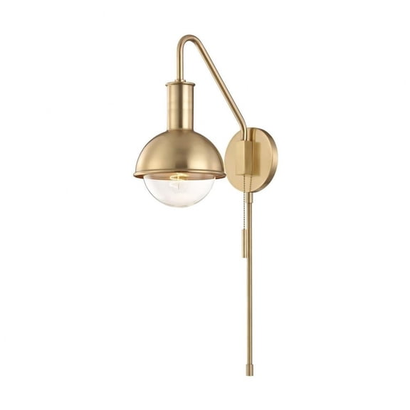 1 Light Contemporary Metal Wall Mount with Clear Glass-24 inches H By 6.25 inches W-Aged Brass Finish Bailey Street Home 735-Bel-2693182