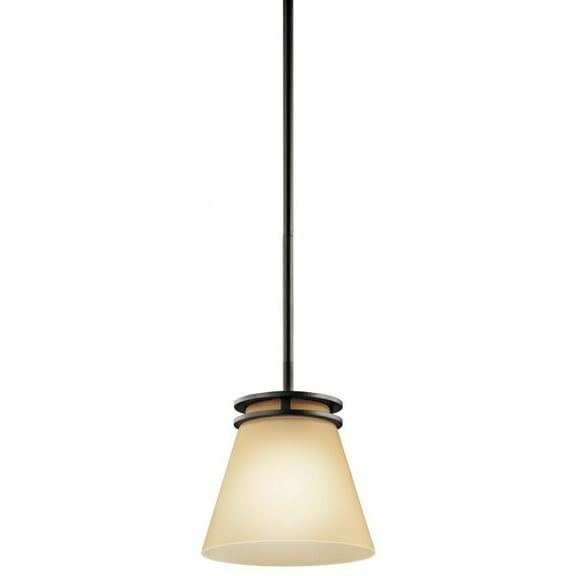 1 Light Contemporary Minimalist Mini Pendant Light Fixture with Satin Etched Cased Opal Glass-Olde Bronze Finish Bailey Street Home 147-Bel-2611350