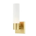 thumbnail image 1 of 1 Light Contemporary Steel Ada Wall Sconce with Satin Opal White Glass-11.25 inches H By 4.5 inches W-Satin Brass Finish Bailey Street Home, 1 of 1