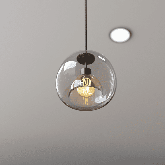 1-Light Dimmable Single Globe Glass Pendant